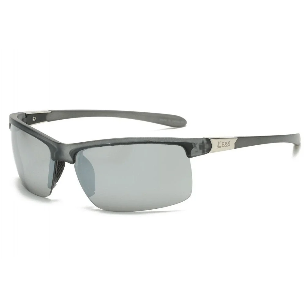 Fashion Sport Sunglasses Men Driving Fishing Golf Gray Frame Silver‎ Mirror Lens